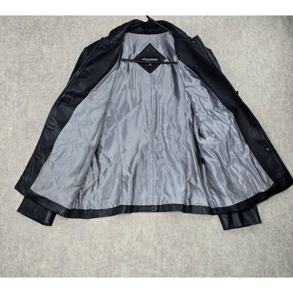 Valerie Stevens Women’s Black Genuine Lamb Leather Jacket Medium Button Front - Picture 3 of 13